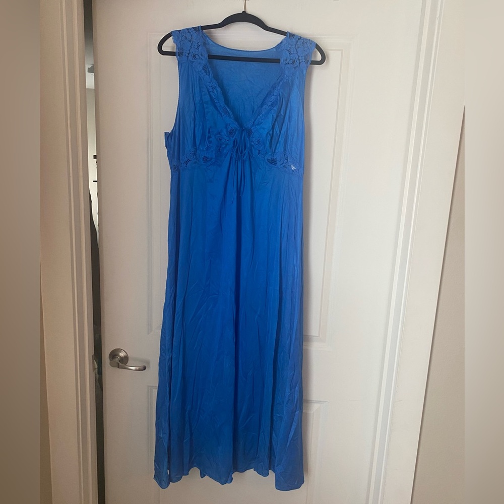 Blue Sleeveless Van Raalte Slip Dress